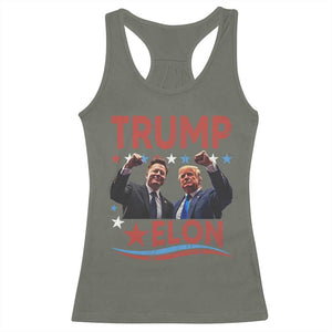 Cool Trump And Elon 2025 Racerback Tank Top TS09 Military Green Print Your Wear