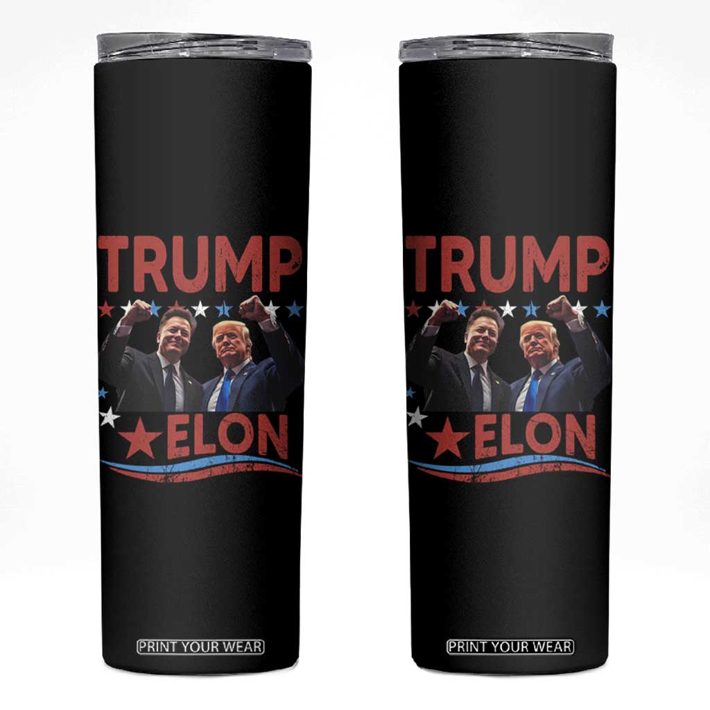 Cool Trump And Elon 2025 Skinny Tumbler TS09 Black Print Your Wear