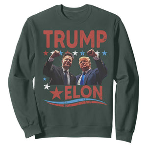 Cool Trump And Elon 2025 Sweatshirt TS09 Dark Forest Green Print Your Wear