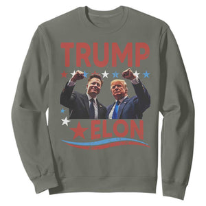 Cool Trump And Elon 2025 Sweatshirt TS09 Military Green Print Your Wear