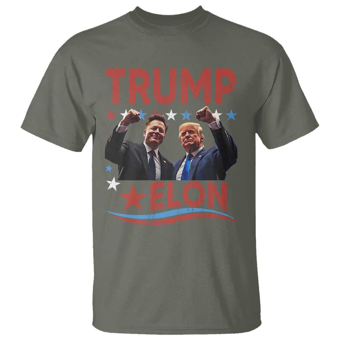 Cool Trump And Elon 2025 T Shirt TS09 Military Green Print Your Wear