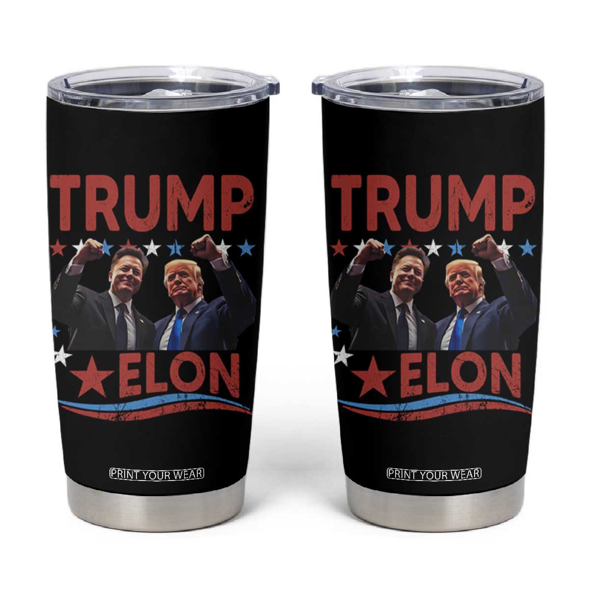 Cool Trump And Elon 2025 Tumbler Cup TS09 Black Print Your Wear