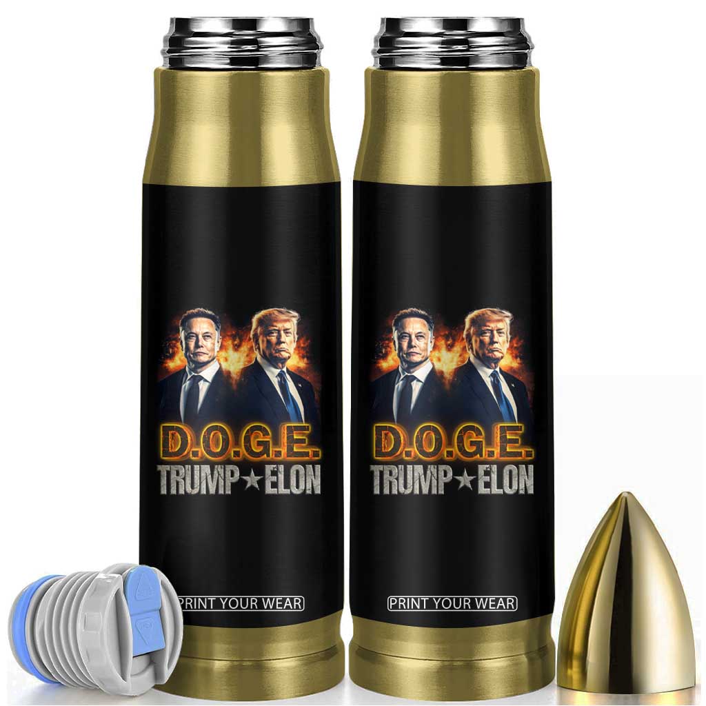 Trump Elon 2025 DOGE Bullet Tumbler TS09 Black Print Your Wear
