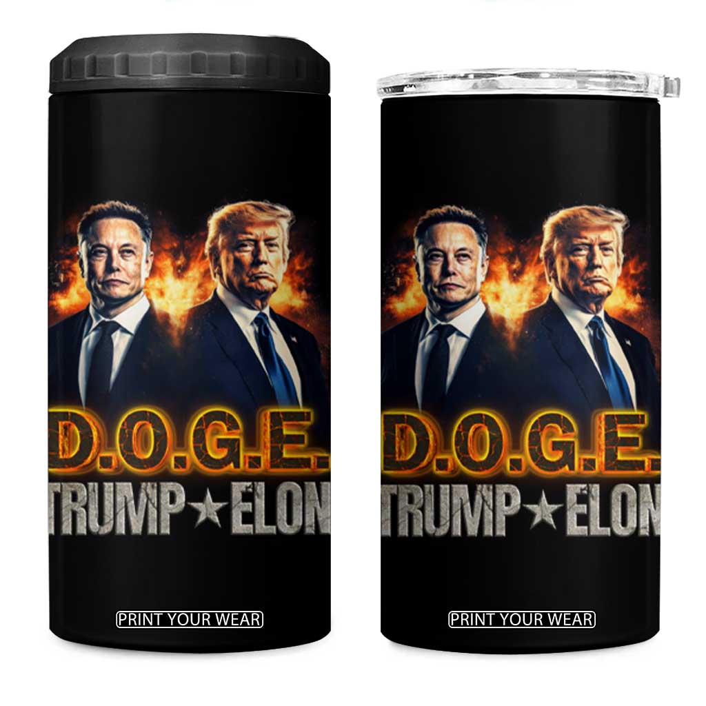 Trump Elon 2025 DOGE 4 in 1 Can Cooler Tumbler TS09 One Size: 16 oz Black Print Your Wear