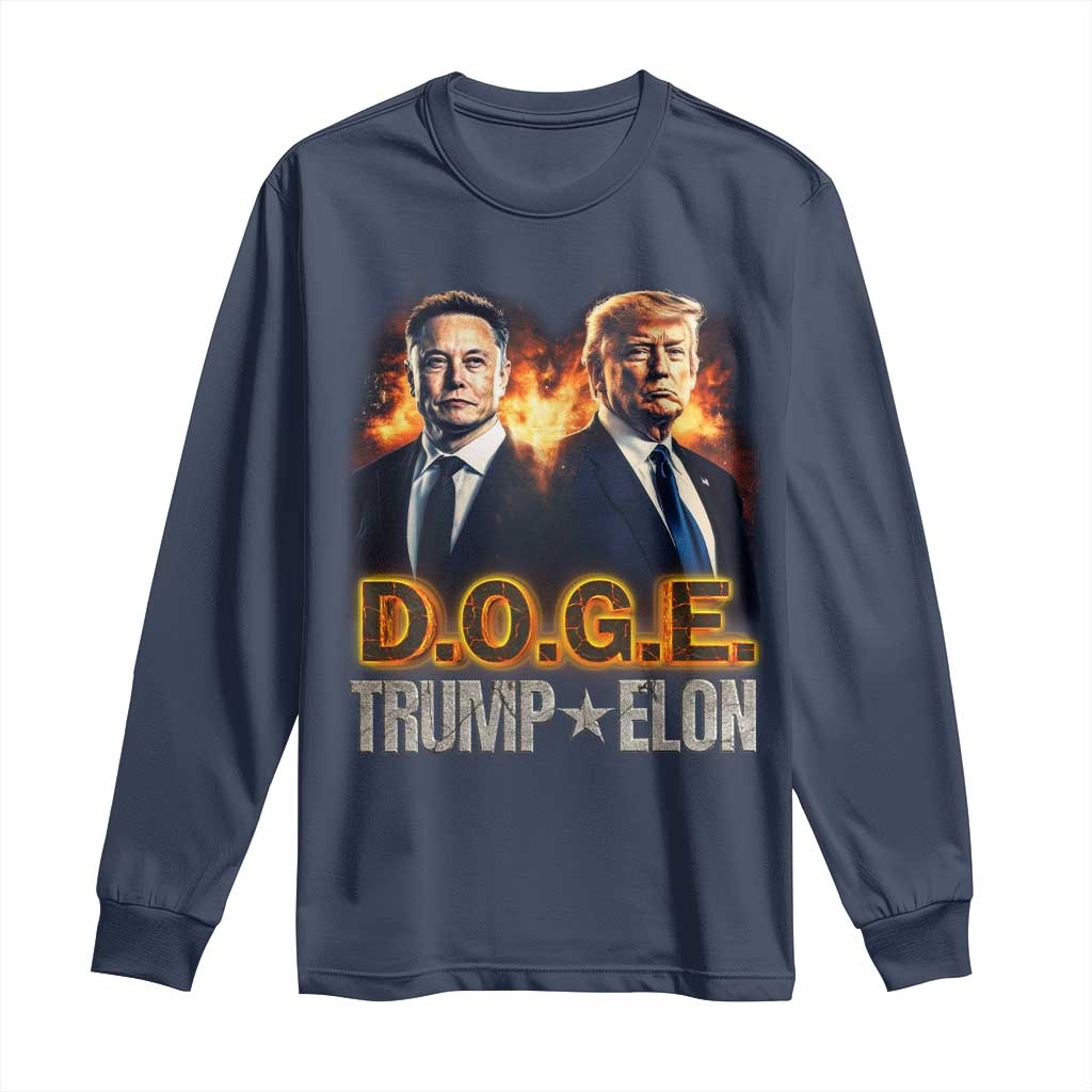 Trump Elon 2025 DOGE Long Sleeve Shirt TS09 Navy Print Your Wear
