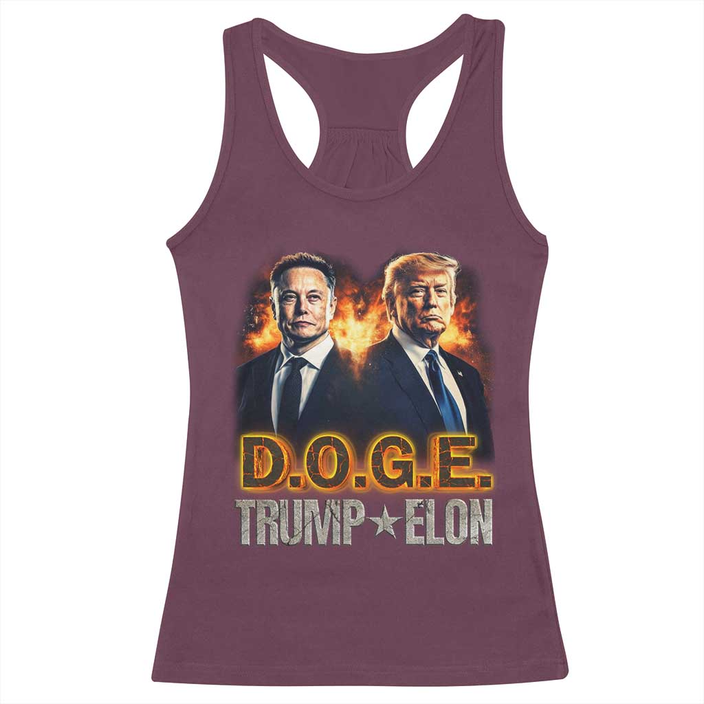 Trump Elon 2025 DOGE Racerback Tank Top TS09 Maroon Print Your Wear