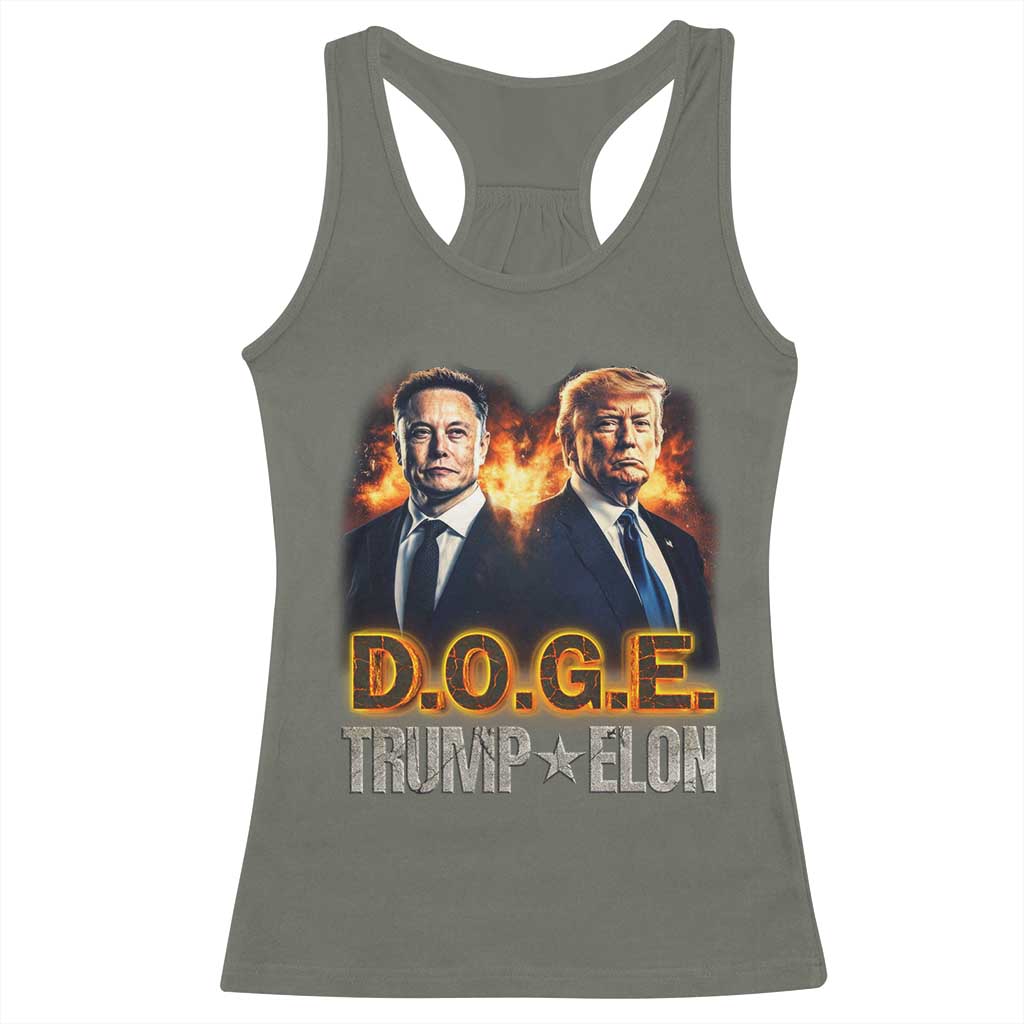 Trump Elon 2025 DOGE Racerback Tank Top TS09 Military Green Print Your Wear