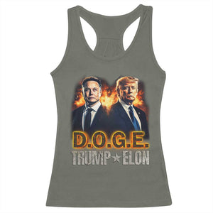 Trump Elon 2025 DOGE Racerback Tank Top TS09 Military Green Print Your Wear
