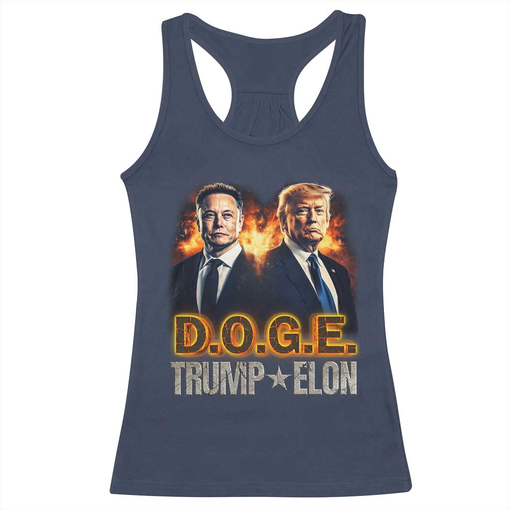 Trump Elon 2025 DOGE Racerback Tank Top TS09 Navy Print Your Wear