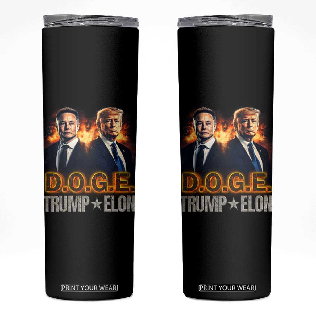 Trump Elon 2025 DOGE Skinny Tumbler TS09 Black Print Your Wear