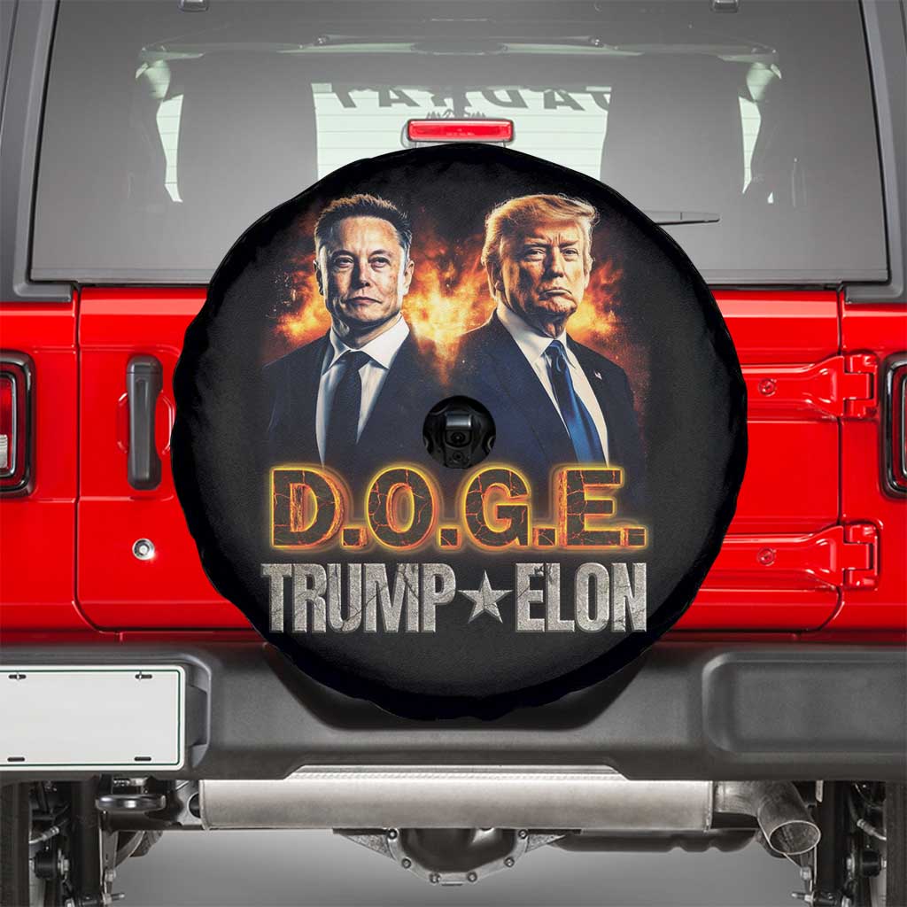 Trump Elon 2025 DOGE Spare Tire Cover TS09 Black Print Your Wear