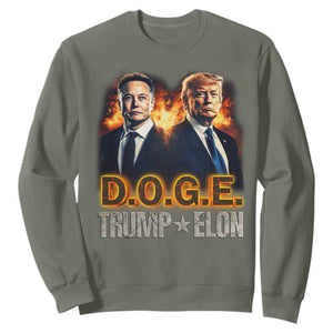 Trump Elon 2025 DOGE Sweatshirt TS09 Military Green Print Your Wear