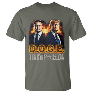 Trump Elon 2025 DOGE T Shirt TS09 Military Green Print Your Wear