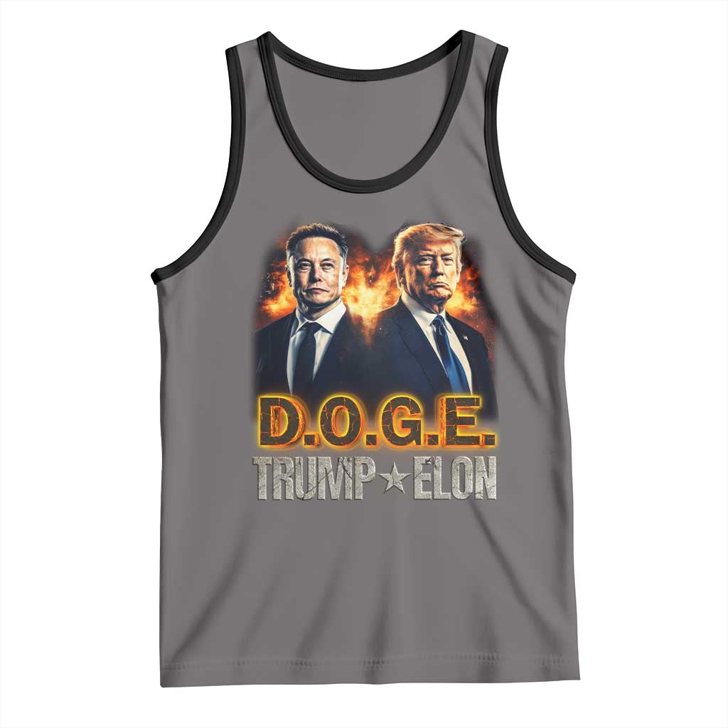 Trump Elon 2025 DOGE Tank Top TS09 Deep Heather Black Print Your Wear