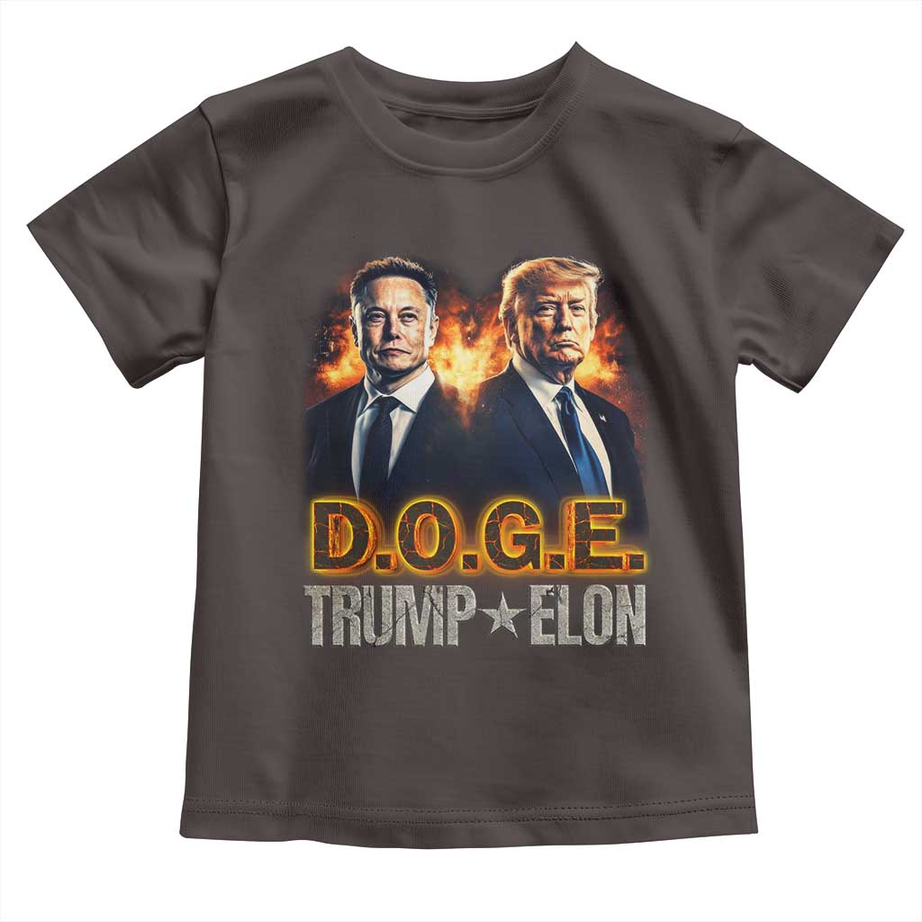 Trump Elon 2025 DOGE Toddler T Shirt TS09 Dark Chocolate Print Your Wear
