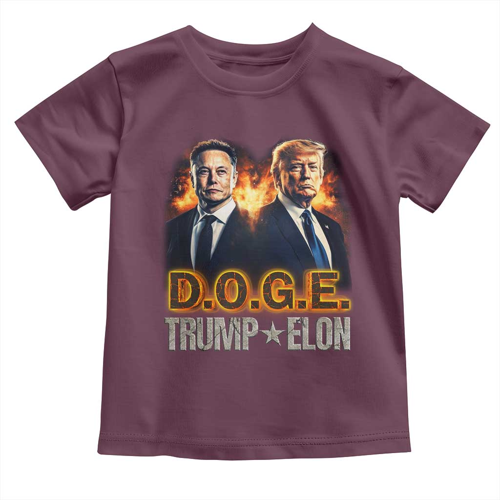 Trump Elon 2025 DOGE Toddler T Shirt TS09 Maroon Print Your Wear
