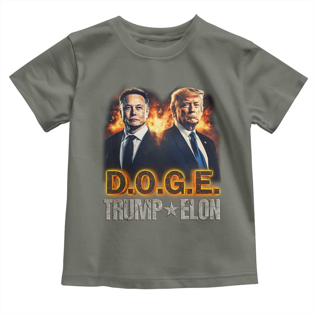 Trump Elon 2025 DOGE Toddler T Shirt TS09 Military Green Print Your Wear
