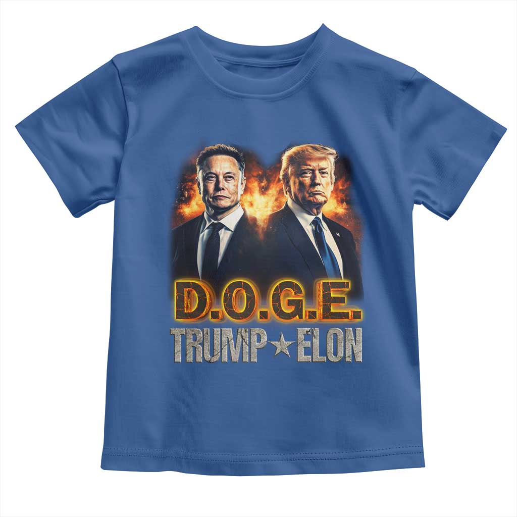 Trump Elon 2025 DOGE Toddler T Shirt TS09 Royal Blue Print Your Wear