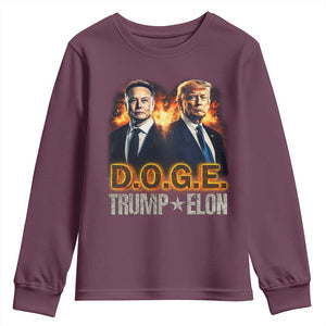 Trump Elon 2025 DOGE Youth Sweatshirt TS09 Maroon Print Your Wear