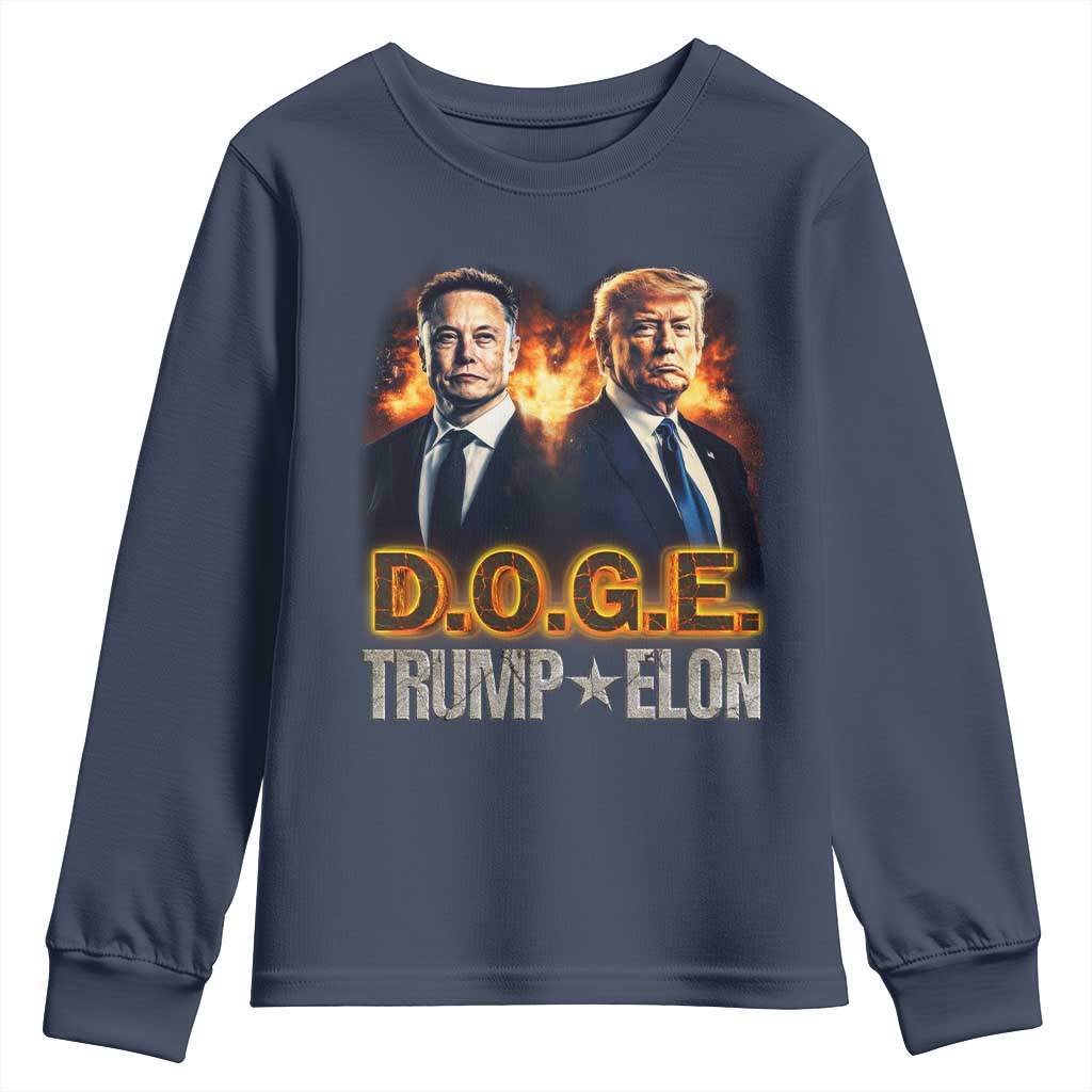 Trump Elon 2025 DOGE Youth Sweatshirt TS09 Navy Print Your Wear