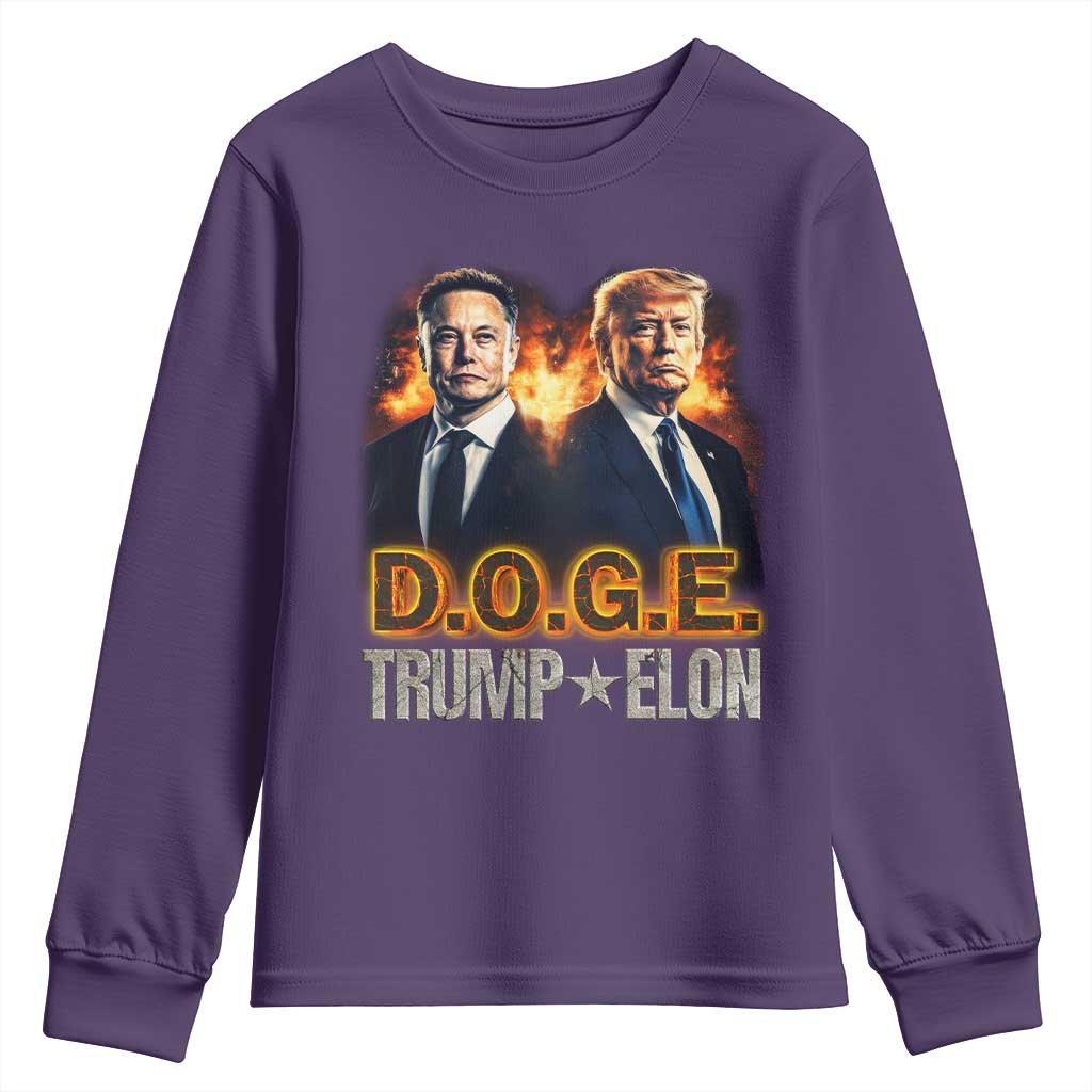 Trump Elon 2025 DOGE Youth Sweatshirt TS09 Purple Print Your Wear