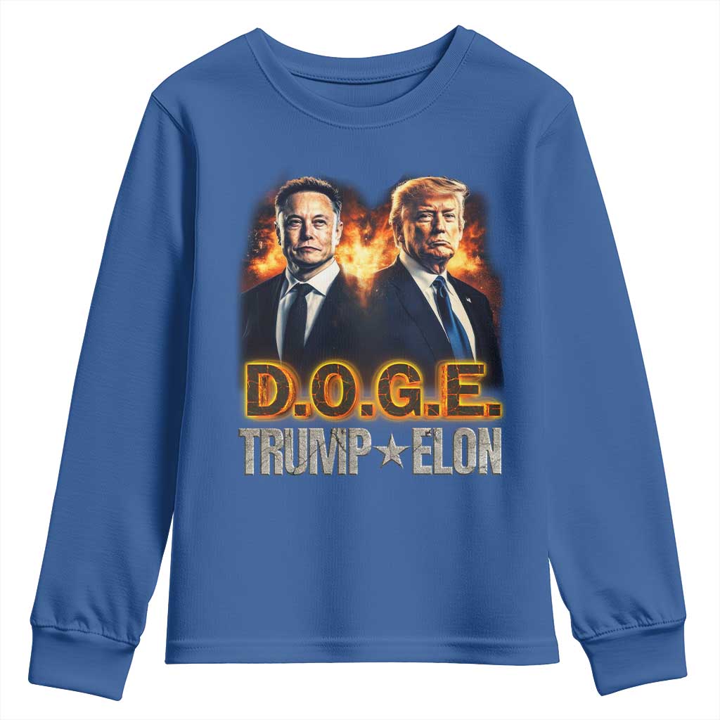 Trump Elon 2025 DOGE Youth Sweatshirt TS09 Royal Blue Print Your Wear