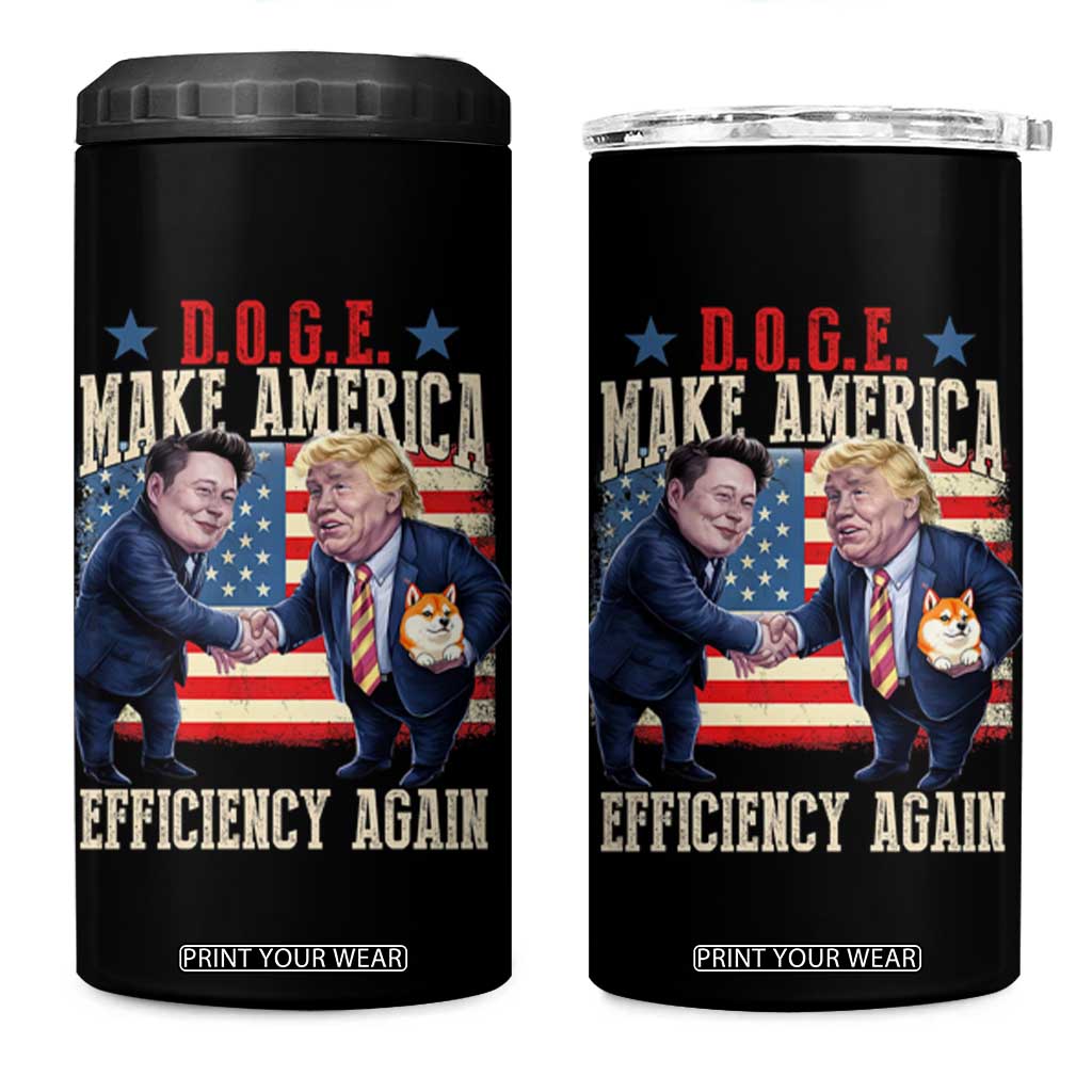 Trump Elon 2025 4 in 1 Can Cooler Tumbler DOGE Make America Efficiency Again TS09 One Size: 16 oz Black Print Your Wear