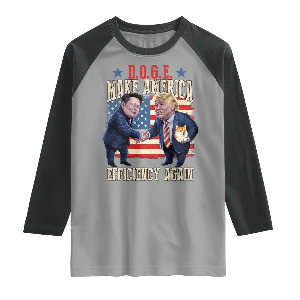 Trump Elon 2025 Raglan Shirt DOGE Make America Efficiency Again TS09 Sport Gray Black Print Your Wear