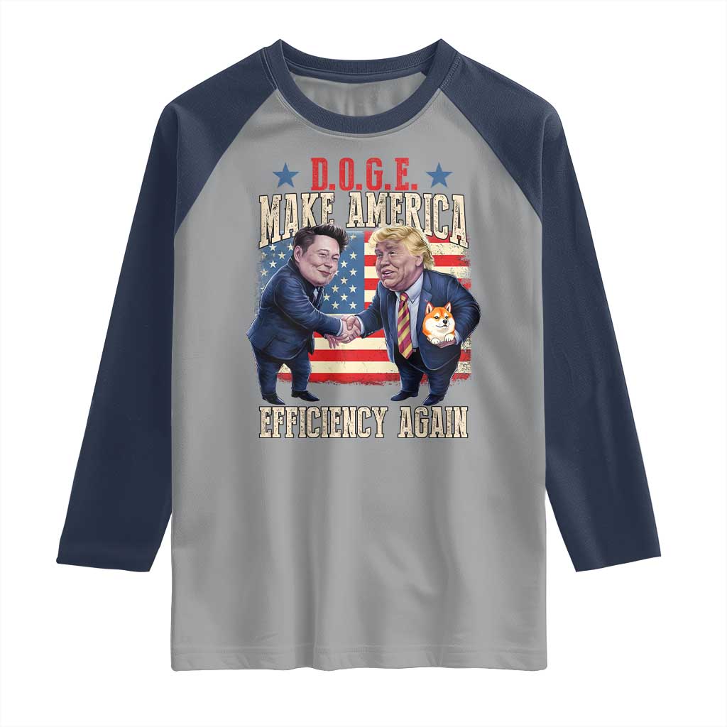 Trump Elon 2025 Raglan Shirt DOGE Make America Efficiency Again TS09 Sport Gray Navy Print Your Wear
