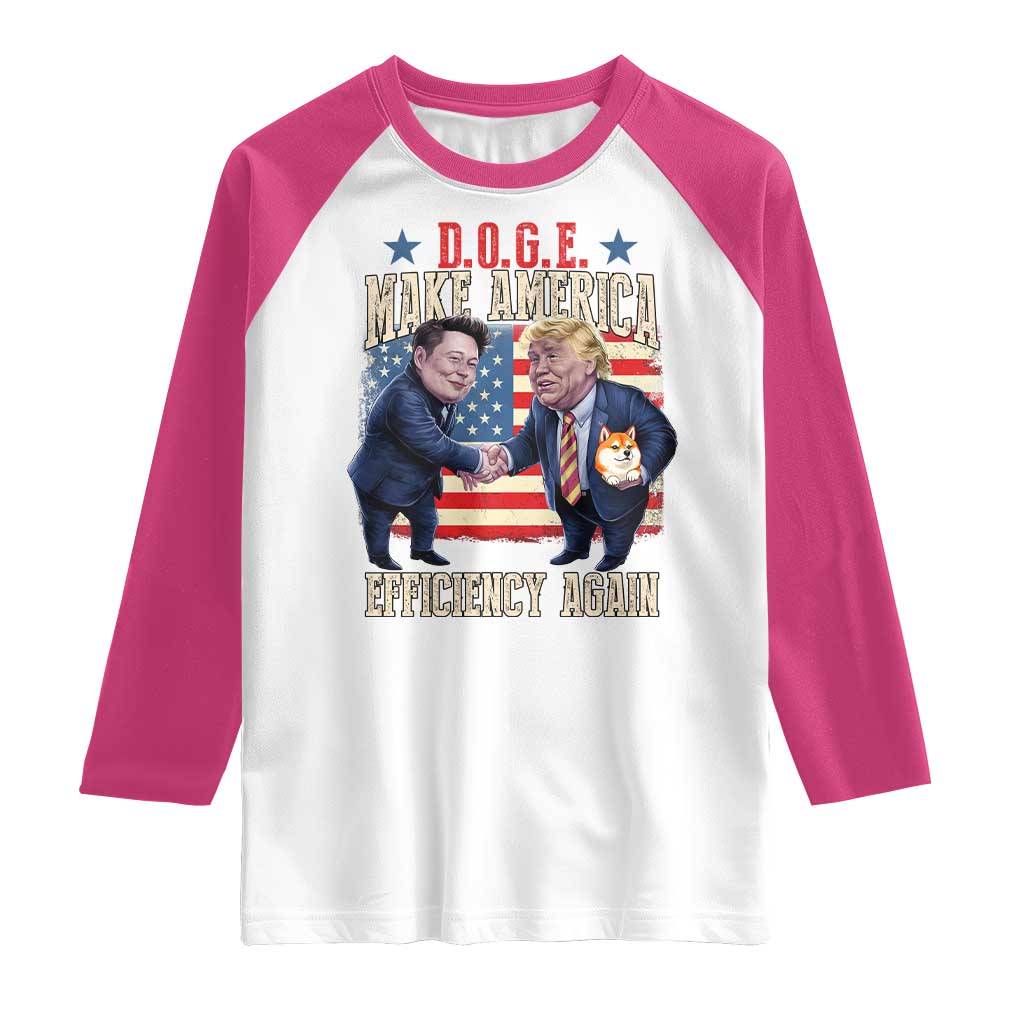 Trump Elon 2025 Raglan Shirt DOGE Make America Efficiency Again TS09 White Heliconia Print Your Wear