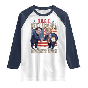 Trump Elon 2025 Raglan Shirt DOGE Make America Efficiency Again TS09 White Navy Print Your Wear