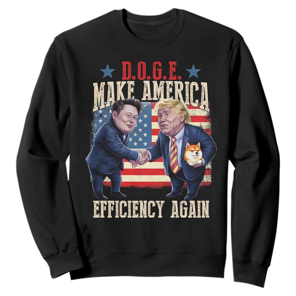 Trump Elon 2025 Sweatshirt DOGE Make America Efficiency Again TS09 Black Print Your Wear