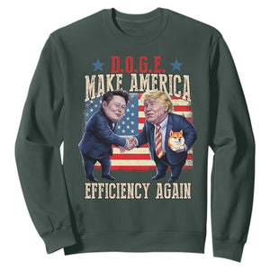 Trump Elon 2025 Sweatshirt DOGE Make America Efficiency Again TS09 Dark Forest Green Print Your Wear