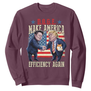 Trump Elon 2025 Sweatshirt DOGE Make America Efficiency Again TS09 Maroon Print Your Wear