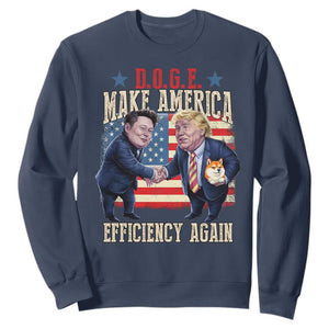 Trump Elon 2025 Sweatshirt DOGE Make America Efficiency Again TS09 Navy Print Your Wear