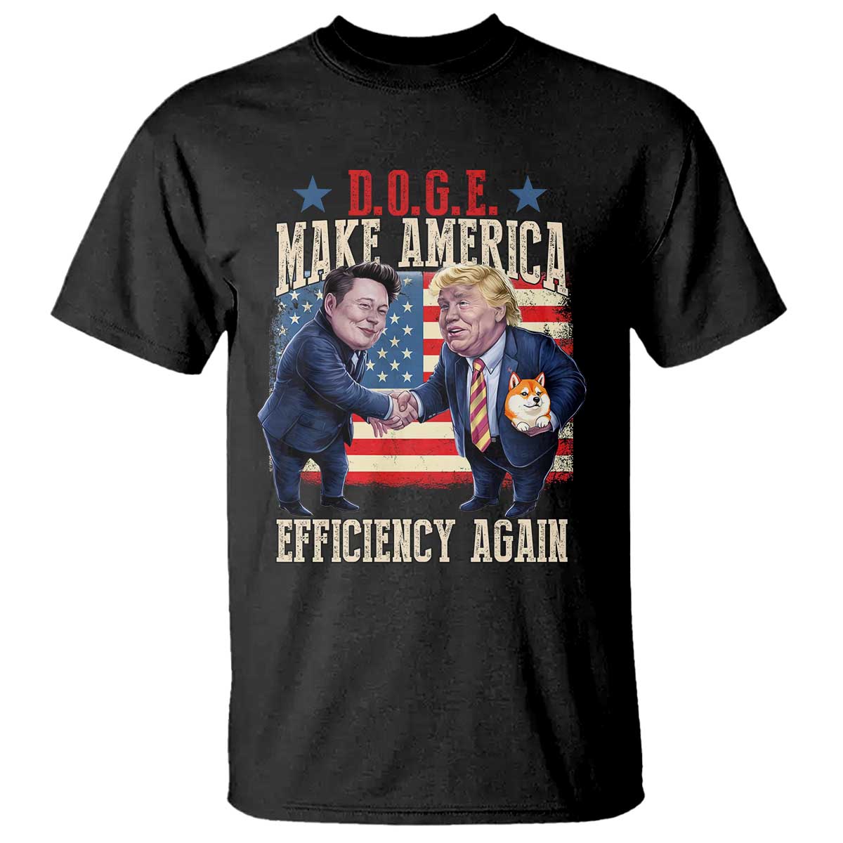 Trump Elon 2025 T Shirt DOGE Make America Efficiency Again TS09 Black Print Your Wear