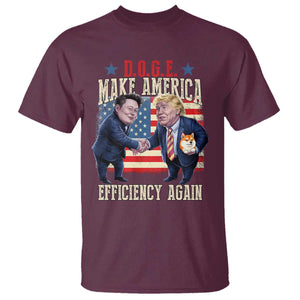 Trump Elon 2025 T Shirt DOGE Make America Efficiency Again TS09 Maroon Print Your Wear