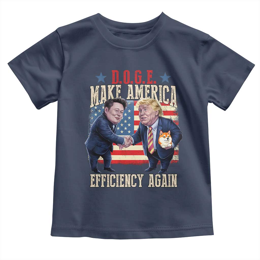 Trump Elon 2025 Toddler T Shirt DOGE Make America Efficiency Again TS09 Navy Print Your Wear
