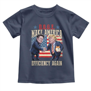 Trump Elon 2025 Toddler T Shirt DOGE Make America Efficiency Again TS09 Navy Print Your Wear