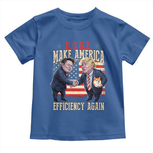 Trump Elon 2025 Toddler T Shirt DOGE Make America Efficiency Again TS09 Royal Blue Print Your Wear