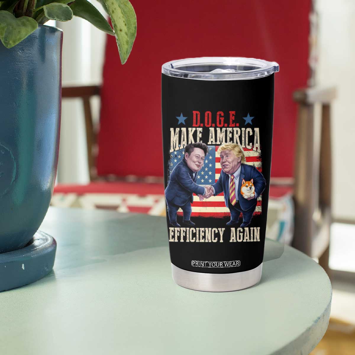 Trump Elon 2025 Tumbler Cup DOGE Make America Efficiency Again TS09 Print Your Wear