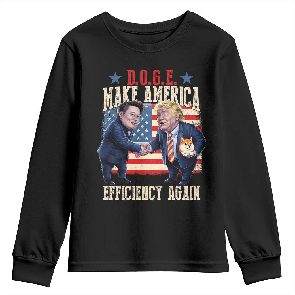 Trump Elon 2025 Youth Sweatshirt DOGE Make America Efficiency Again TS09 Black Print Your Wear
