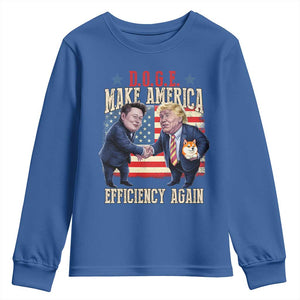 Trump Elon 2025 Youth Sweatshirt DOGE Make America Efficiency Again TS09 Royal Blue Print Your Wear