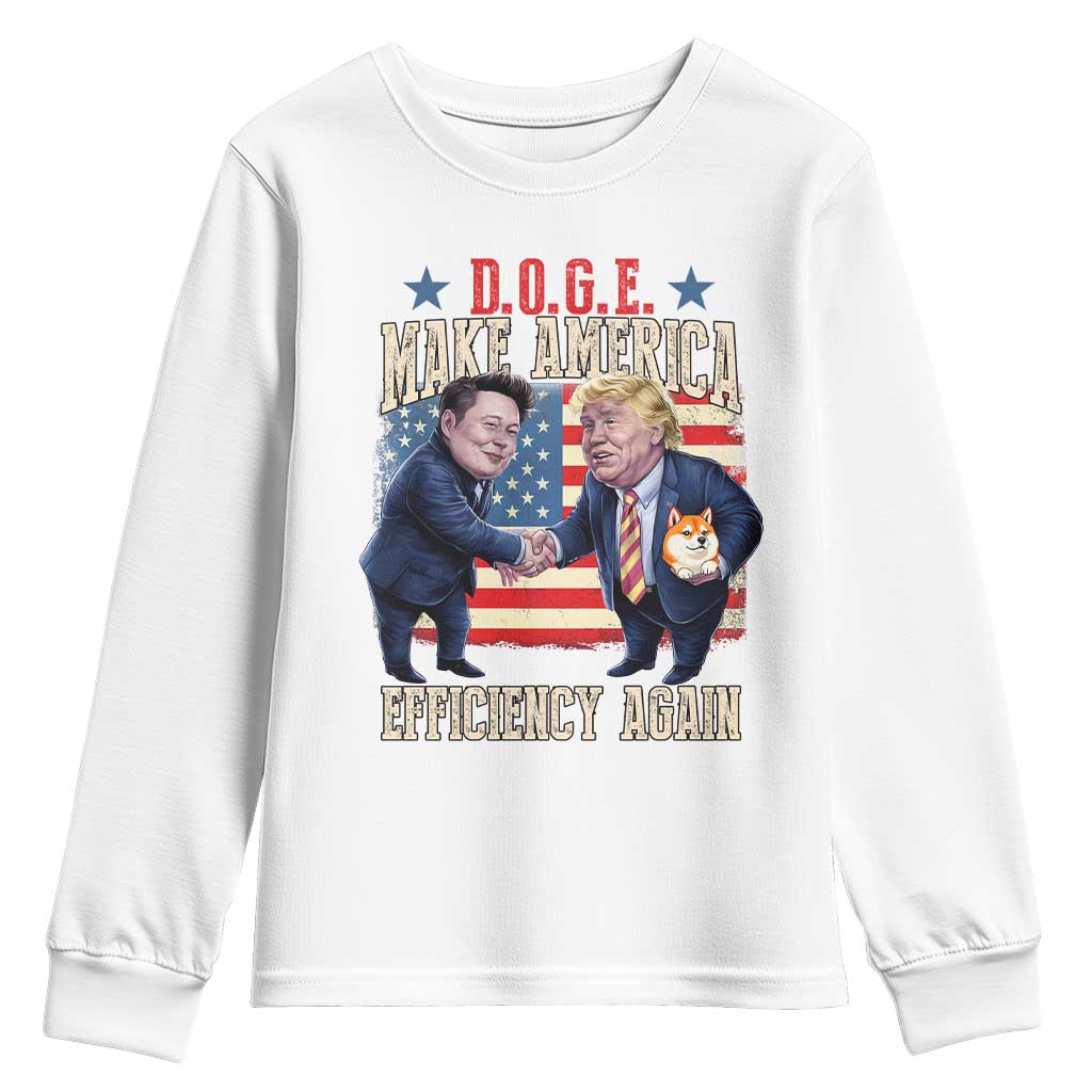 Trump Elon 2025 Youth Sweatshirt DOGE Make America Efficiency Again TS09 White Print Your Wear
