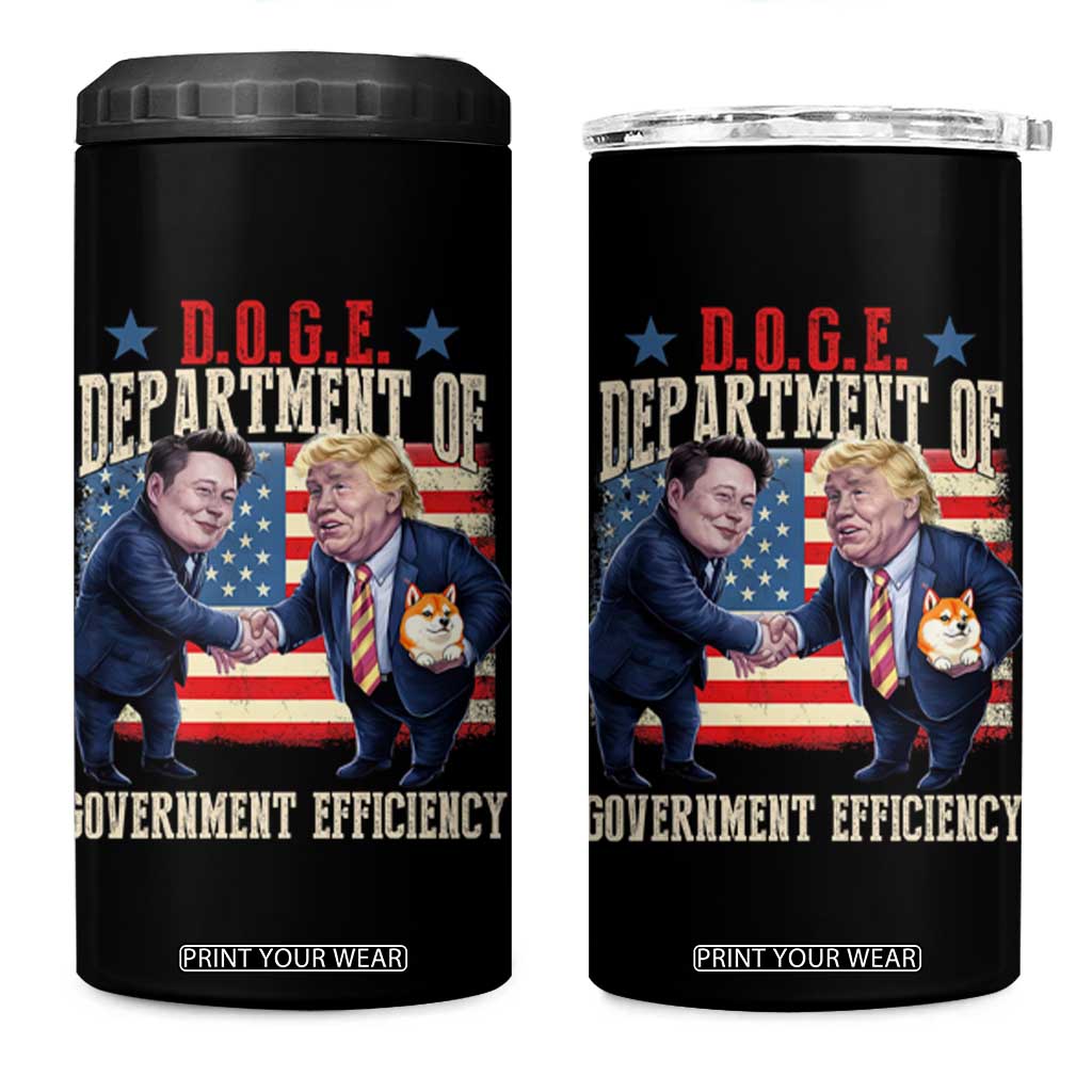 Trump Elon 2025 4 in 1 Can Cooler Tumbler DOGE Department of Government Efficiency TS09 One Size: 16 oz Black Print Your Wear