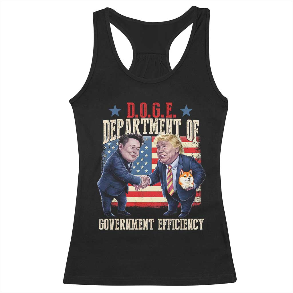 Trump Elon 2025 Racerback Tank Top DOGE Department of Government Efficiency TS09 Black Print Your Wear