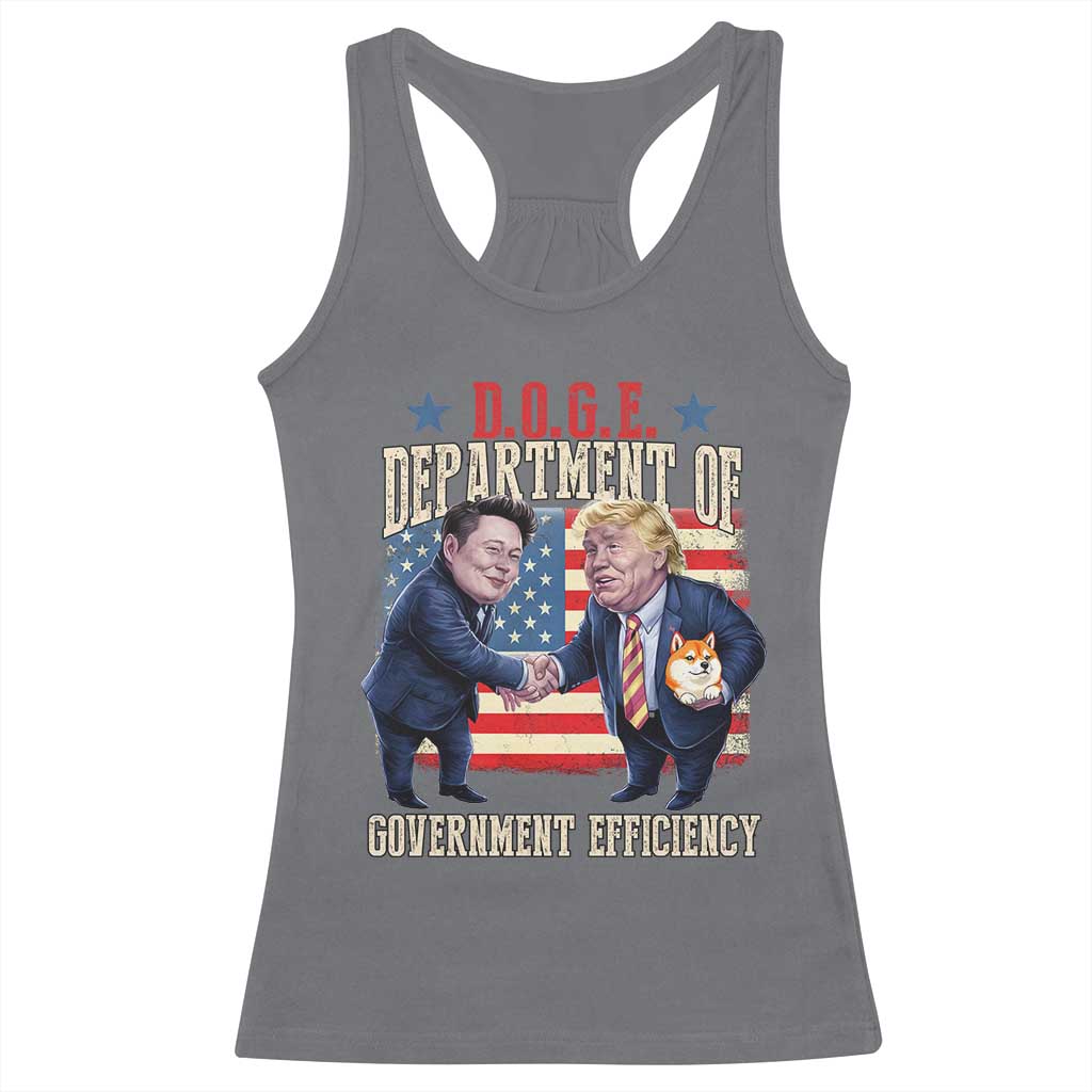 Trump Elon 2025 Racerback Tank Top DOGE Department of Government Efficiency TS09 Charcoal Print Your Wear