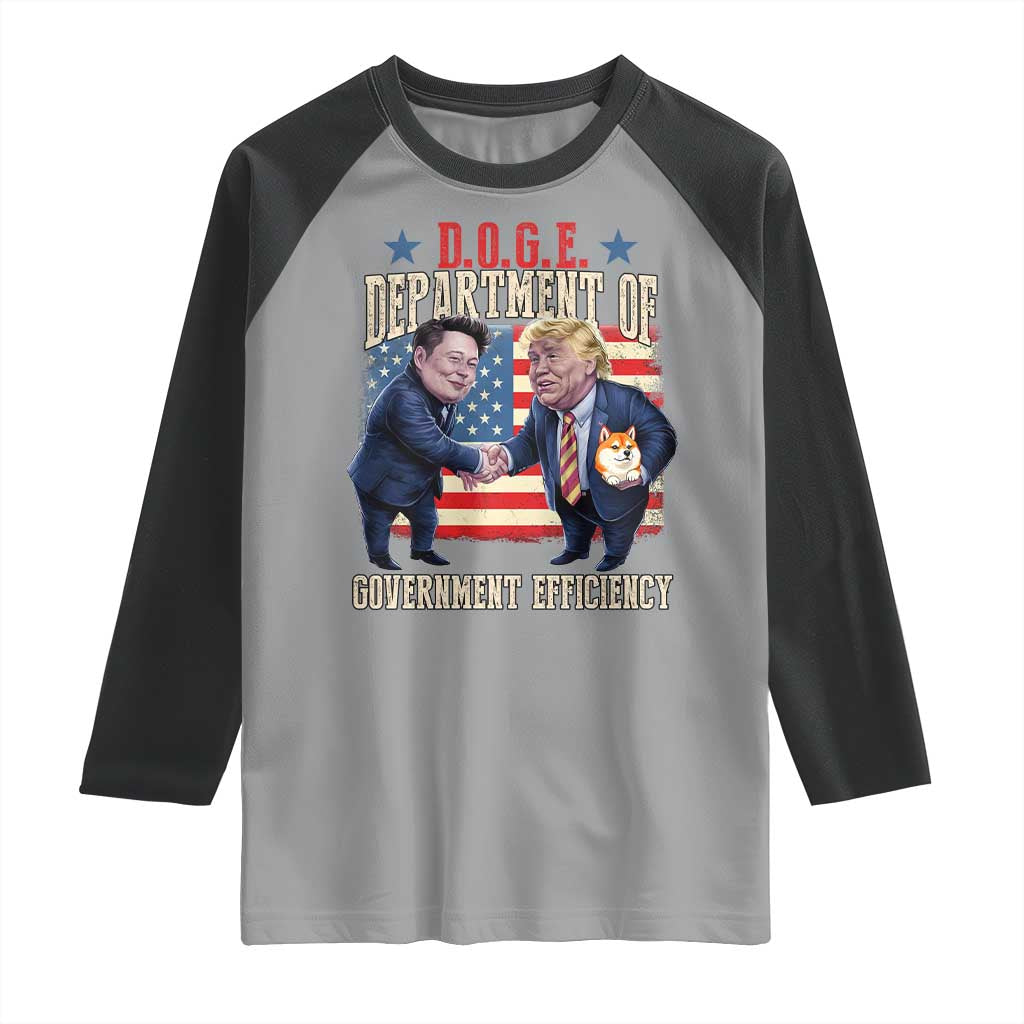 Trump Elon 2025 Raglan Shirt DOGE Department of Government Efficiency TS09 Sport Gray Black Print Your Wear