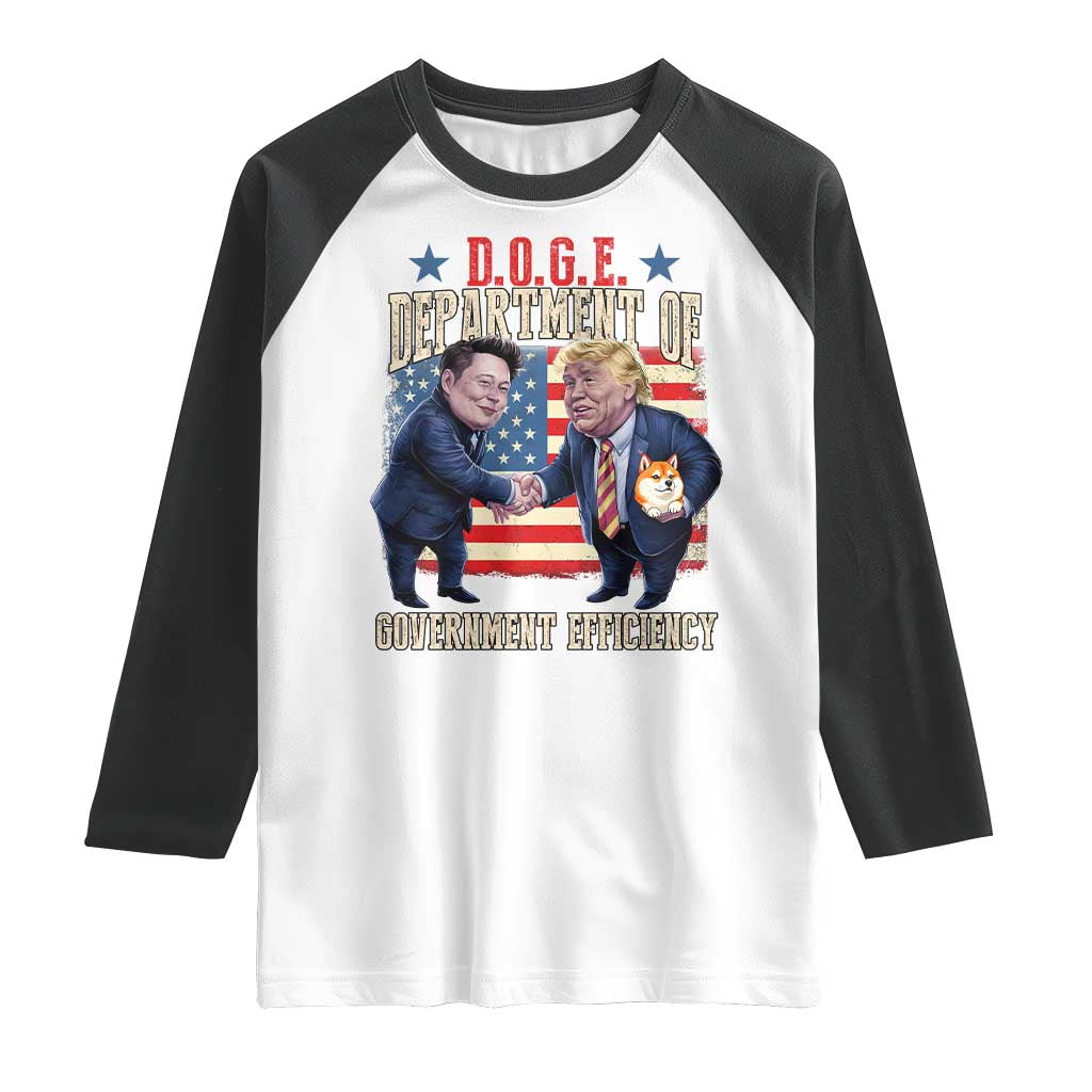 Trump Elon 2025 Raglan Shirt DOGE Department of Government Efficiency TS09 White Black Print Your Wear