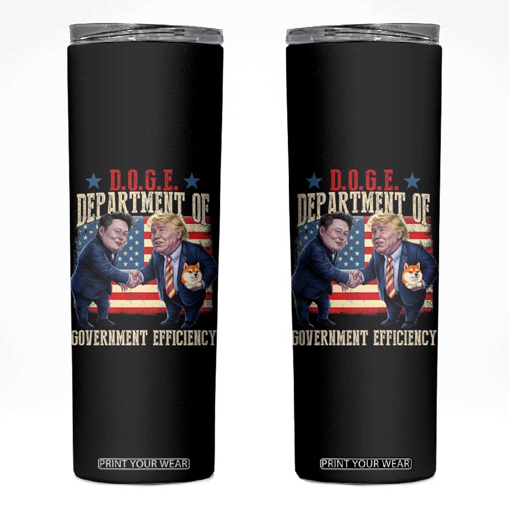 Trump Elon 2025 Skinny Tumbler DOGE Department of Government Efficiency TS09 Black Print Your Wear